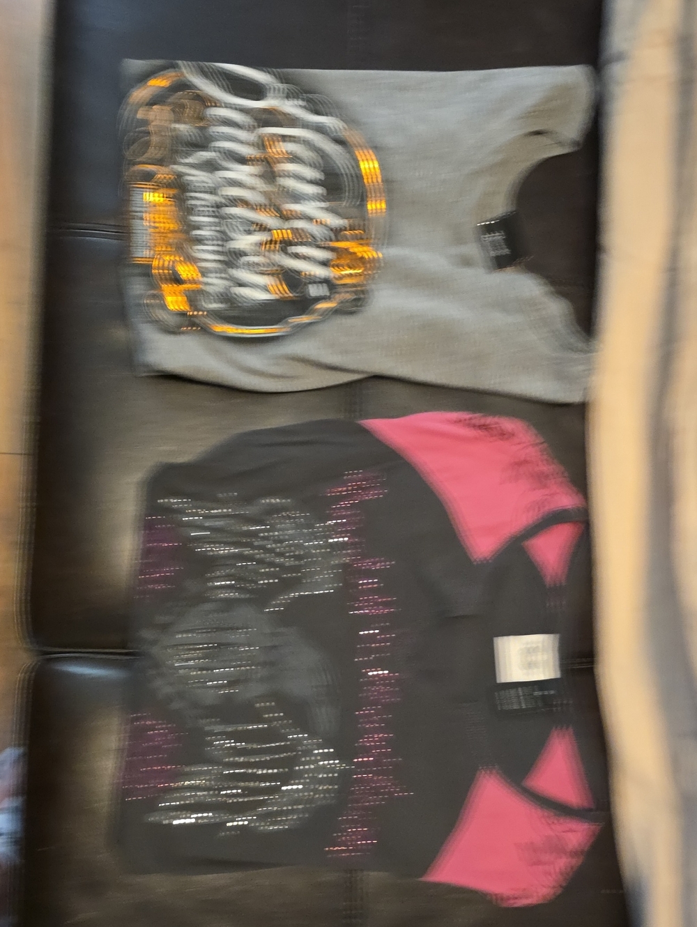 2 Harley-Davidson Tees. Black and Pink Short and Gray Graphic Tees